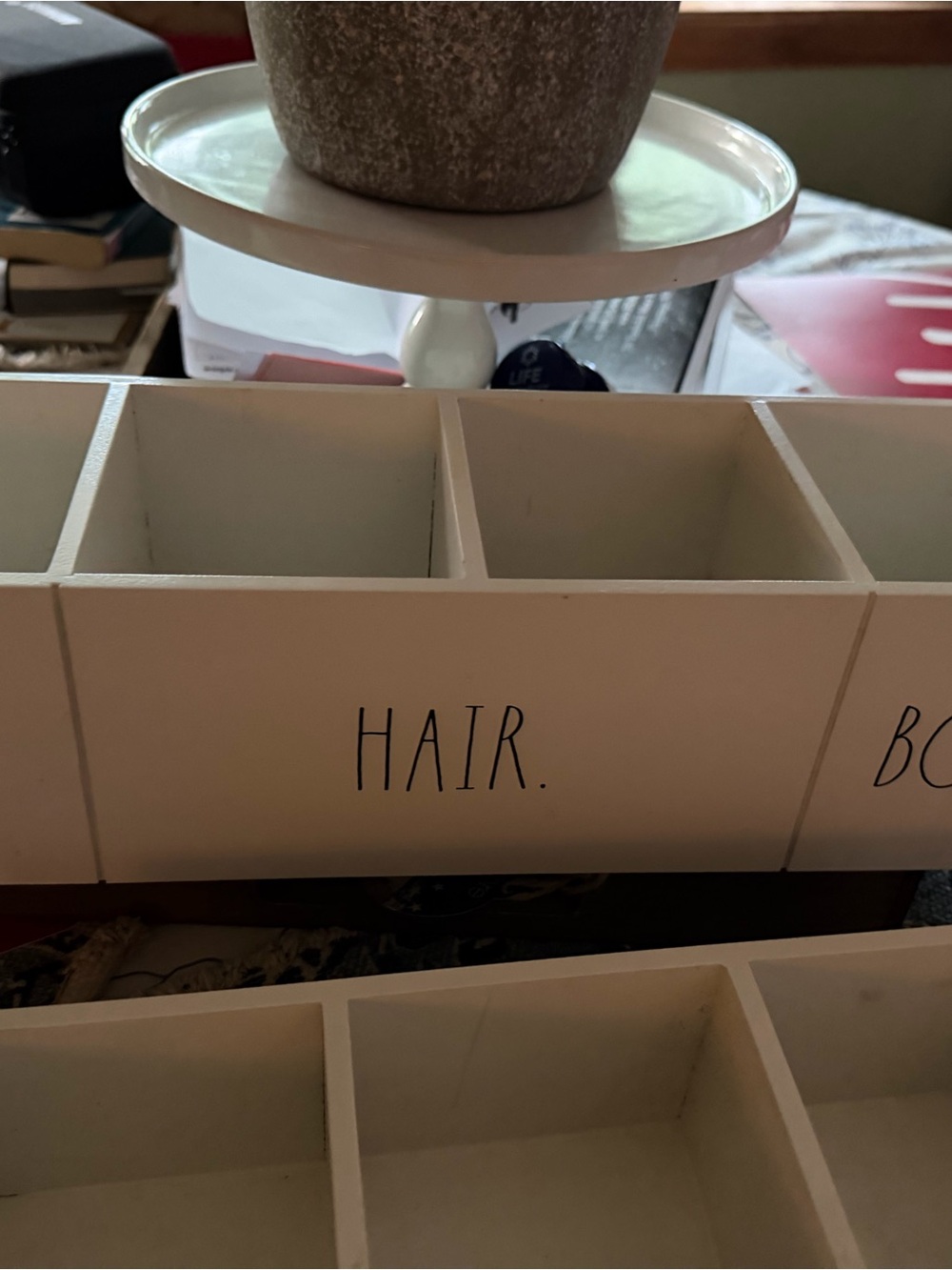 Wooden Hair Organizer Box - White
